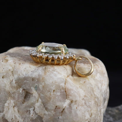 Green Amethyst Pendant 14K Gold
