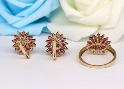 Ruby Gemstone Jewelry Handmade Jewelry Earring 14K Gold