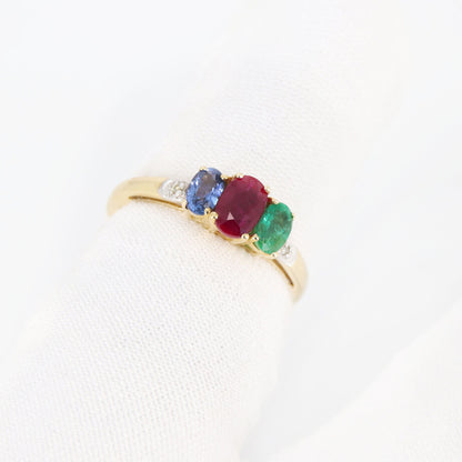 Multi Gemstone Ring 14K Gold