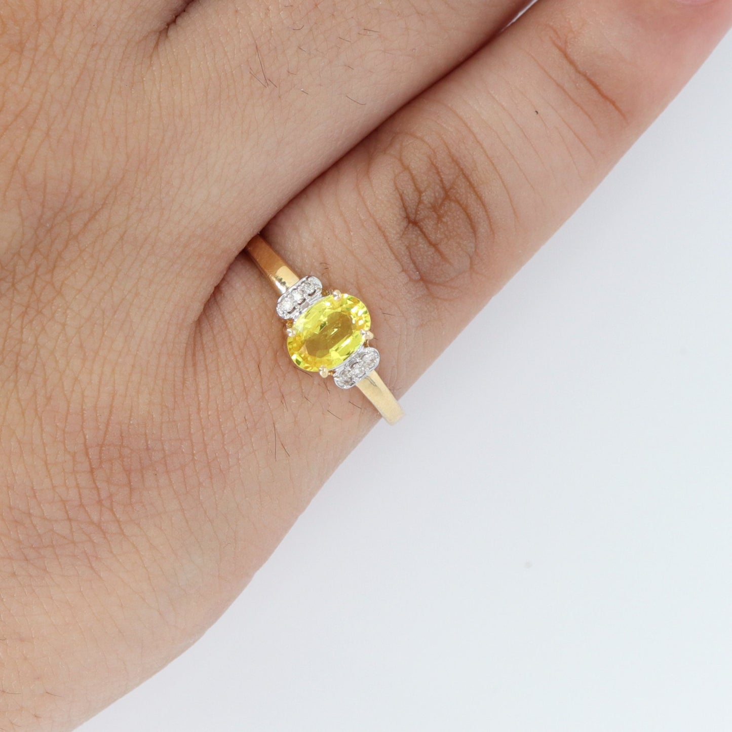 Oval Cut Yellow Sapphire Ring 14K Gold