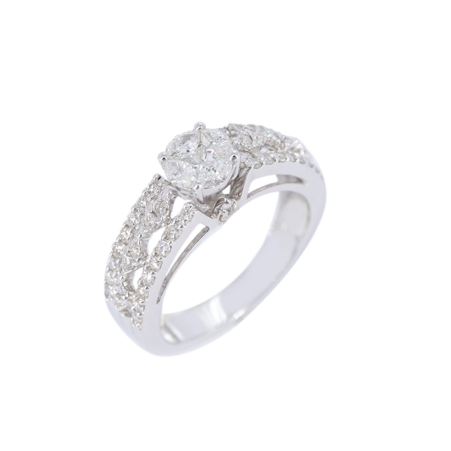 Cathedral White Ring 18K Gold