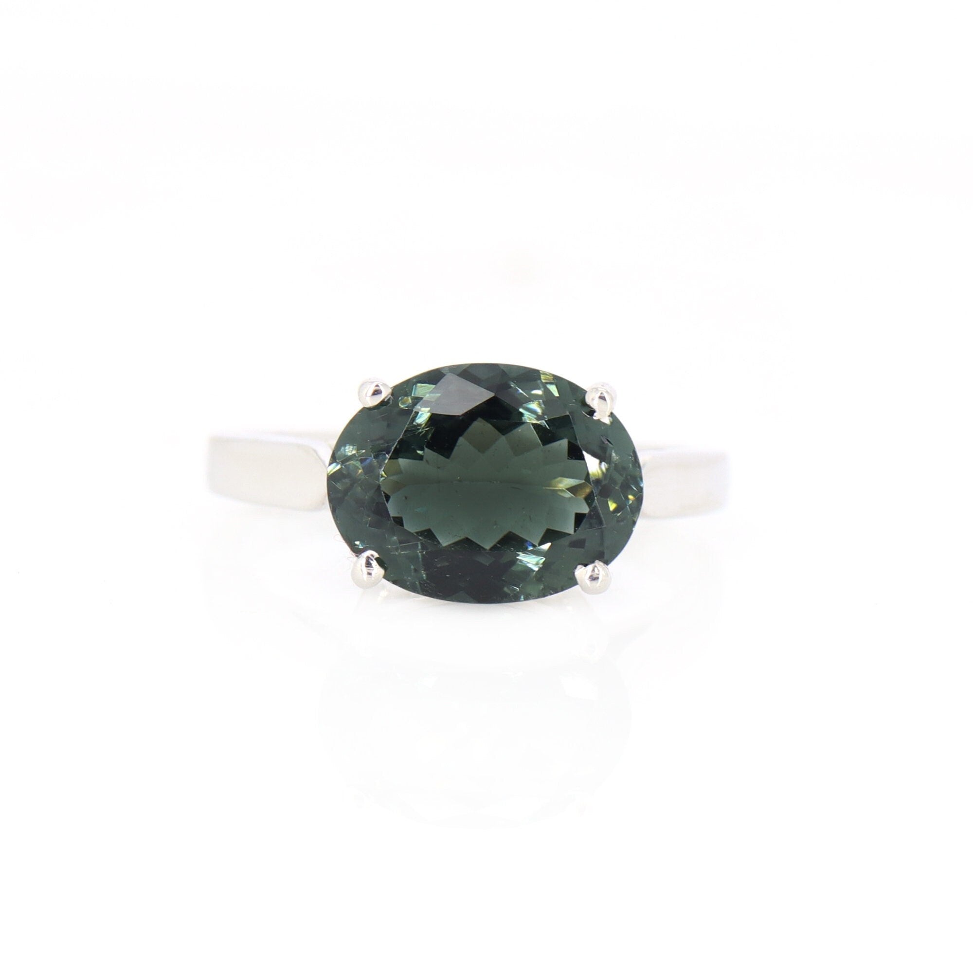 Nice Green Transparent Tourmaline Ring 14K Gold
