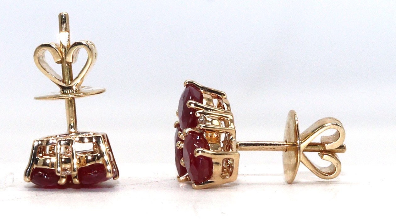 Handmade Ruby Stud Earring 14K Gold