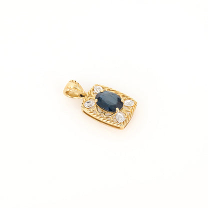 Blue Sapphire Pendant 14K Gold