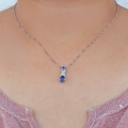 Pear Cut Blue Sapphire Pendant 14K Gold