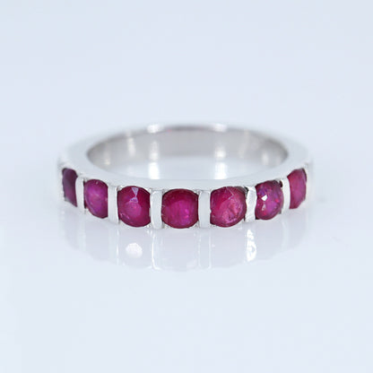 Half Eternity Band Ruby Ring Silver