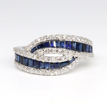 Handmade White Blue Sapphire Ring 14K Gold