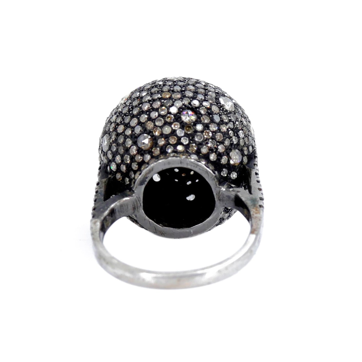 Vintage Glamour Sterling Ball Shape Round Ring Silver