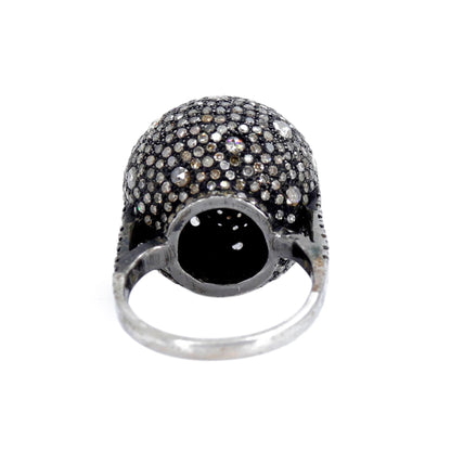 Vintage Glamour Sterling Ball Shape Round Ring Silver