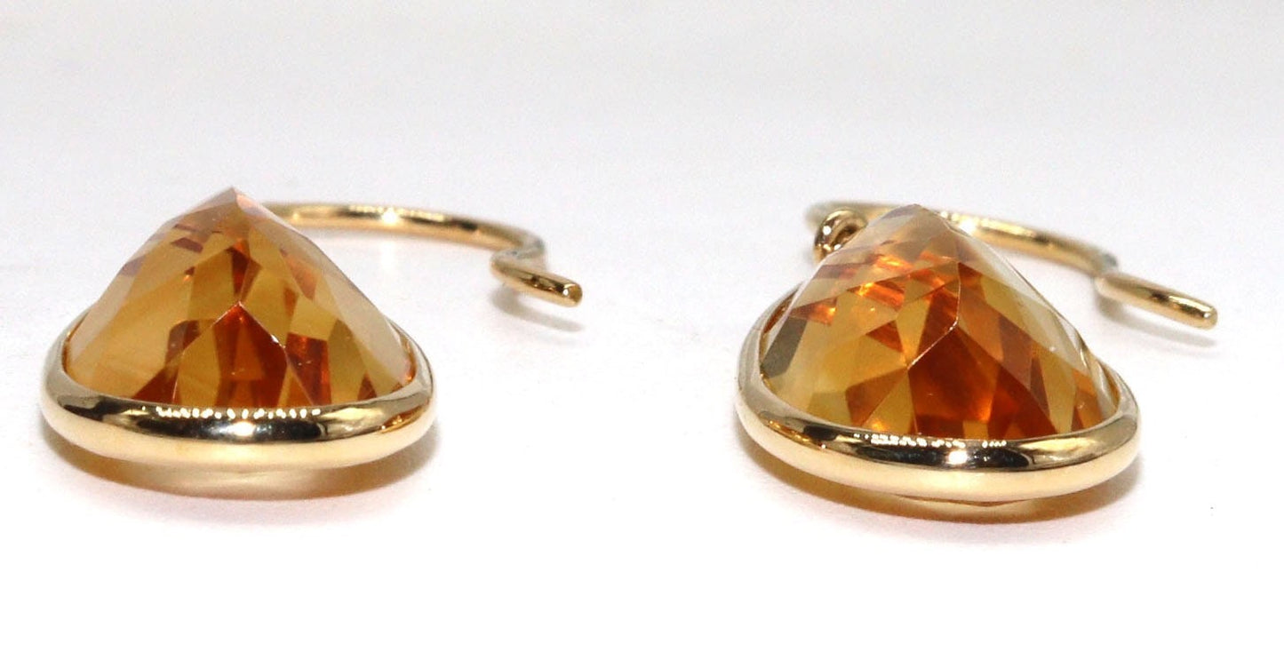 Yellow Handmade Citrine Hanging Earring 18K Gold