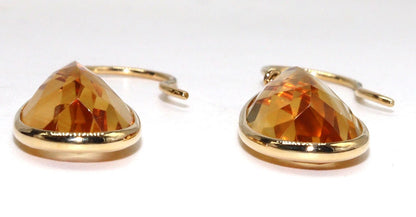 Yellow Handmade Citrine Hanging Earring 18K Gold