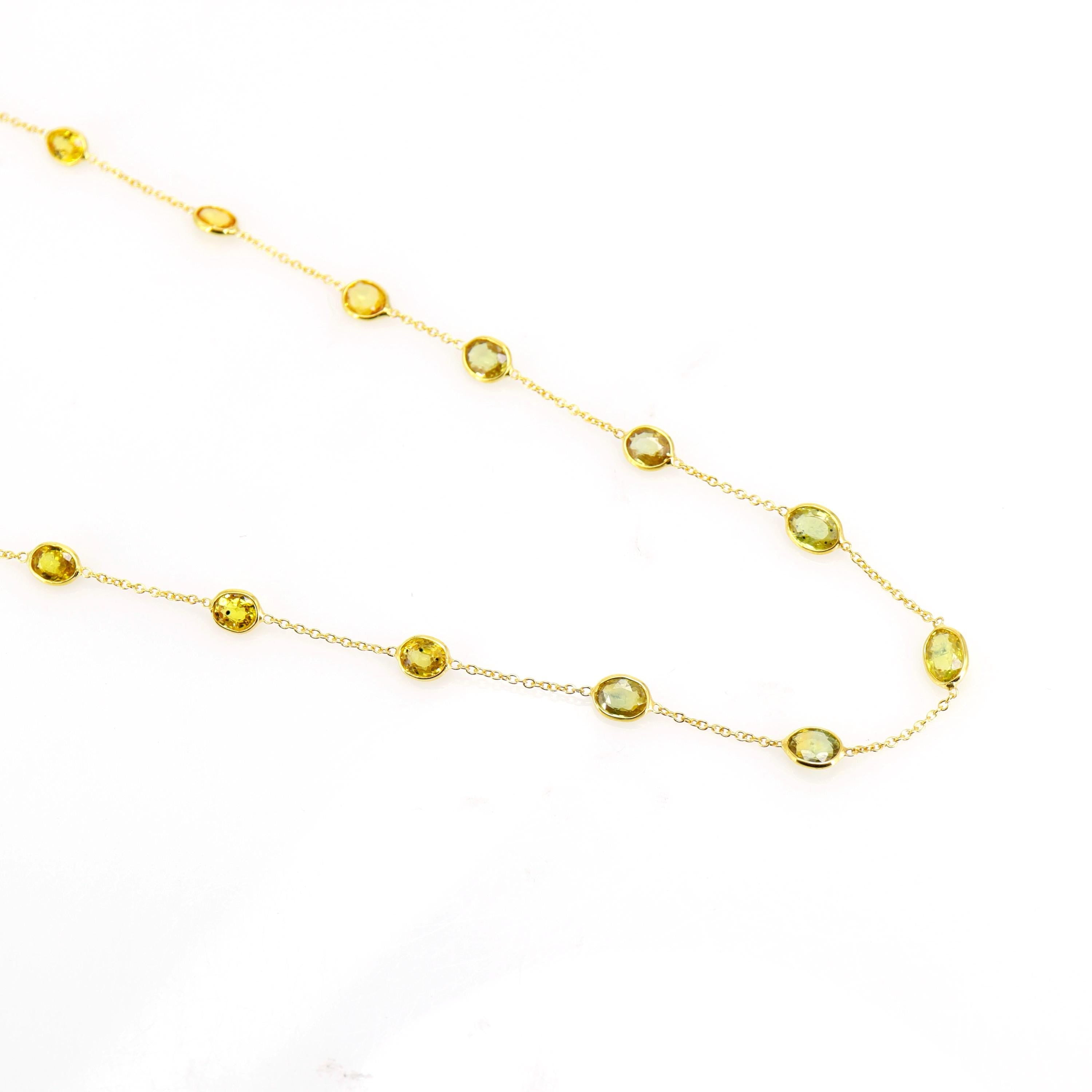 Yellow Sapphire Chain Setted Yellow / Chain[September]/Elegant Chain/Wedding Anniversary 14K Gold