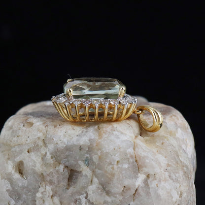 Green Amethyst Pendant 14K Gold