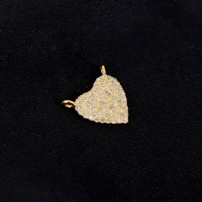 Heart Charm Pave Heart Charm Heart Charm Pendant 14K Gold