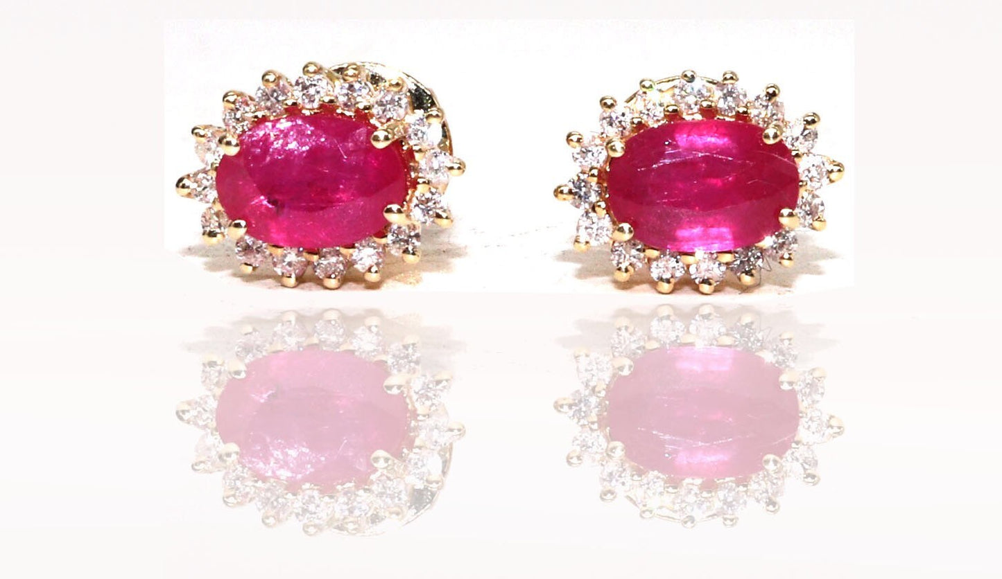 Yellow Ruby Halo Cluster Stud Earring 14K Gold