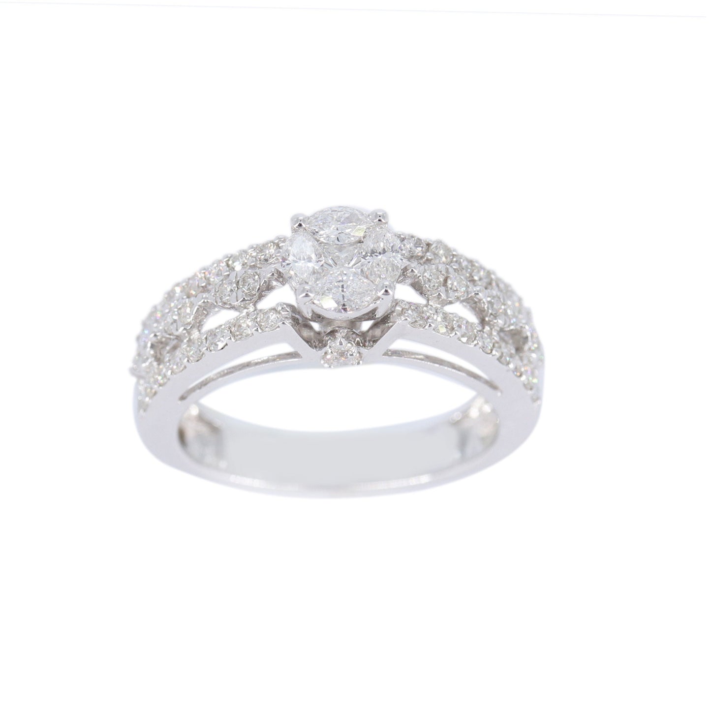 Cathedral White Ring 18K Gold