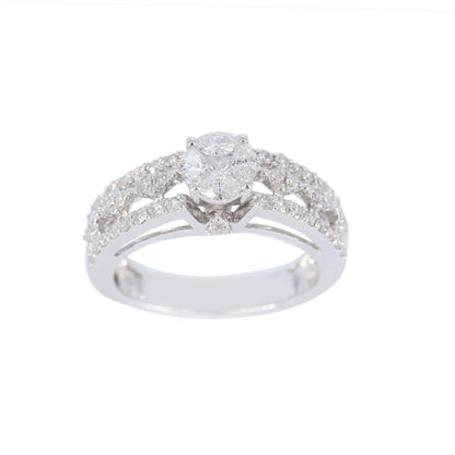 Cathedral White Ring 18K Gold