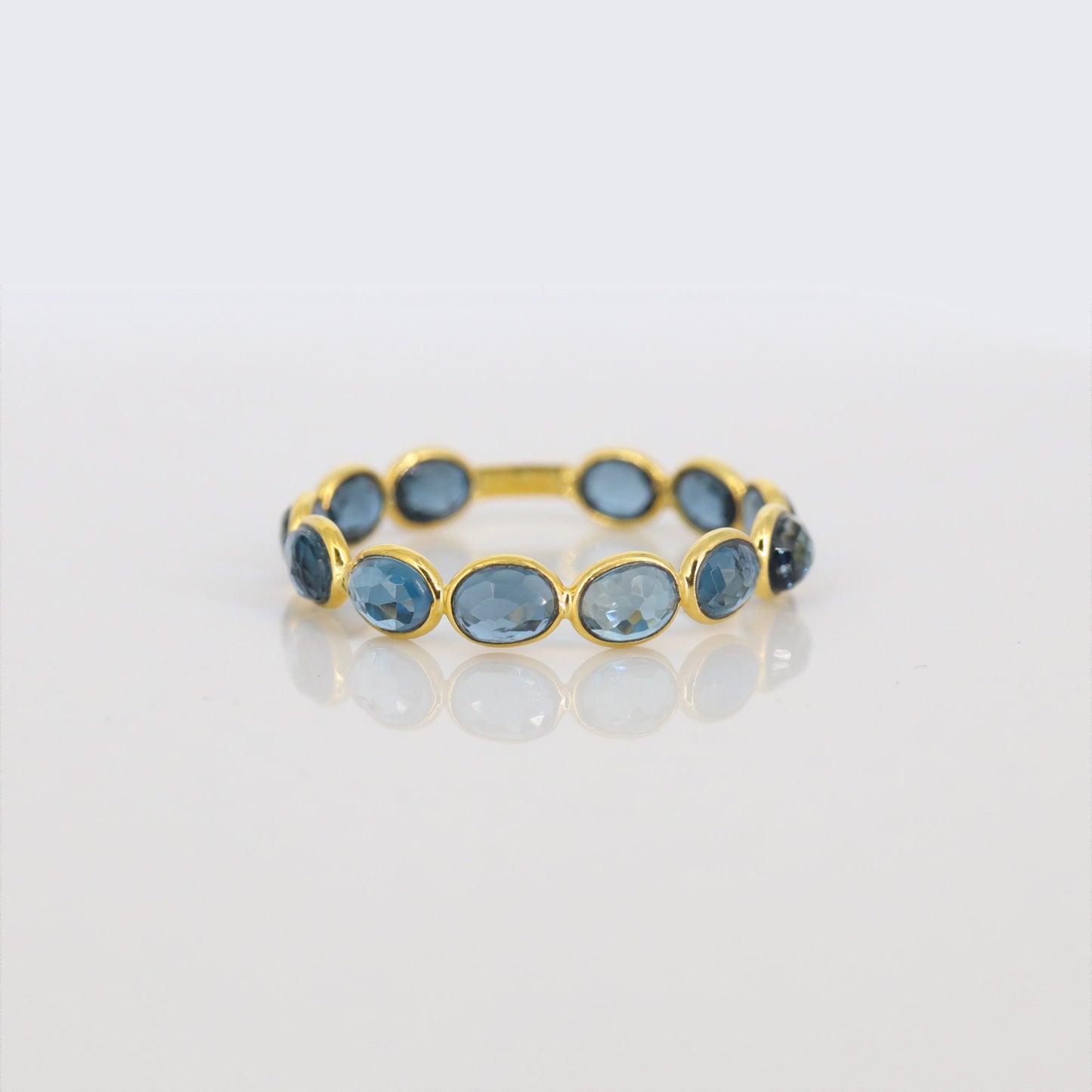 London Blue Topaz Semi Precious Stone Band Ring
