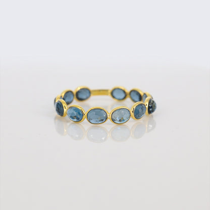 London Blue Topaz Semi Precious Stone Band Ring