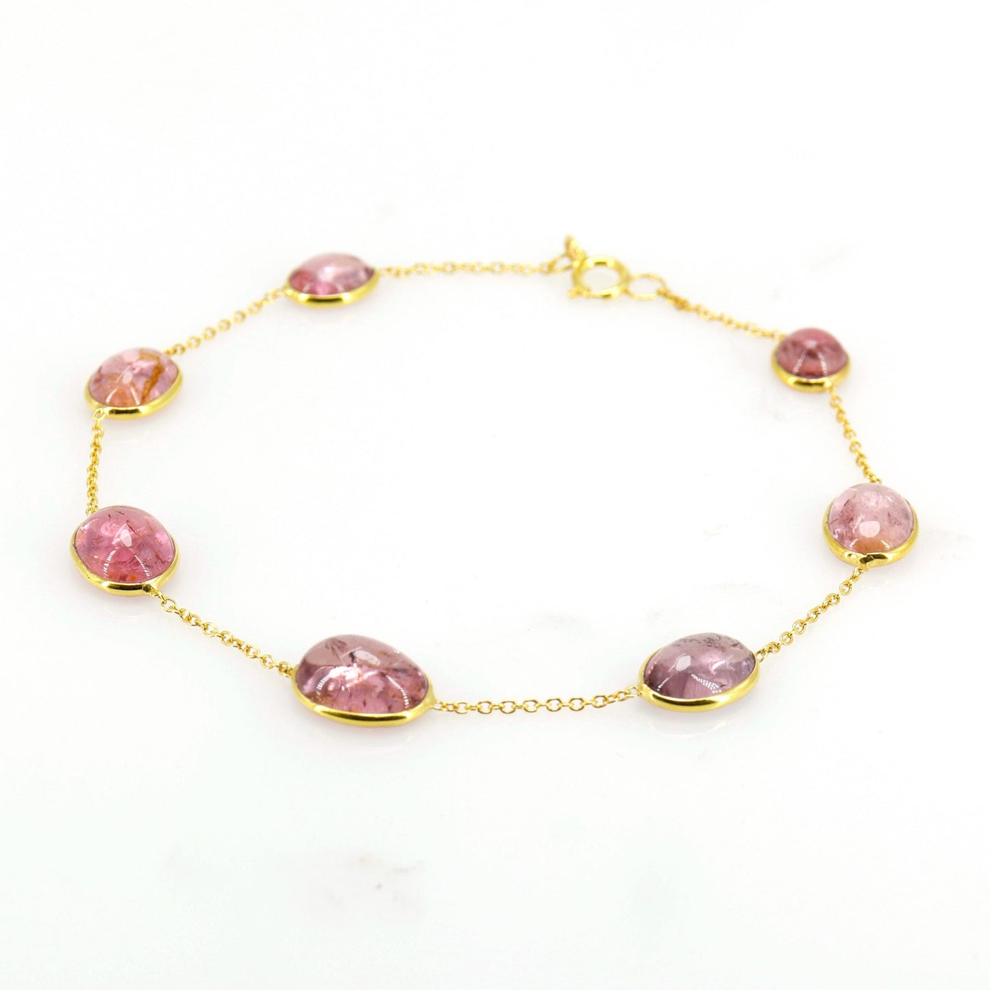 Elegant Pink Tourmaline Bracelet 14K Gold