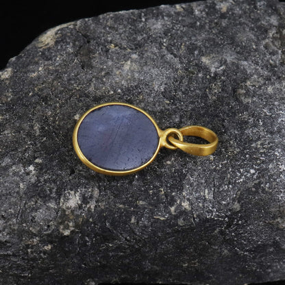 Yellow Blue Sapphire Pendant 18K Gold
