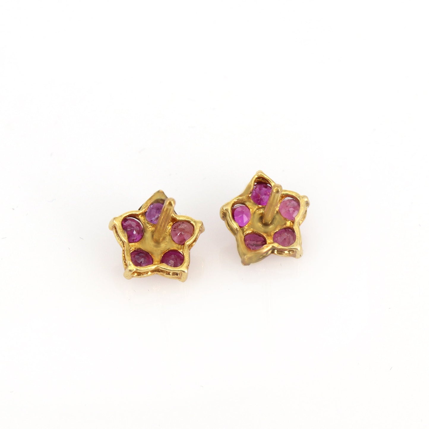 2.50 Round Cut Red Ruby Wedding Push Back Stud Flower Earring 18K Gold
