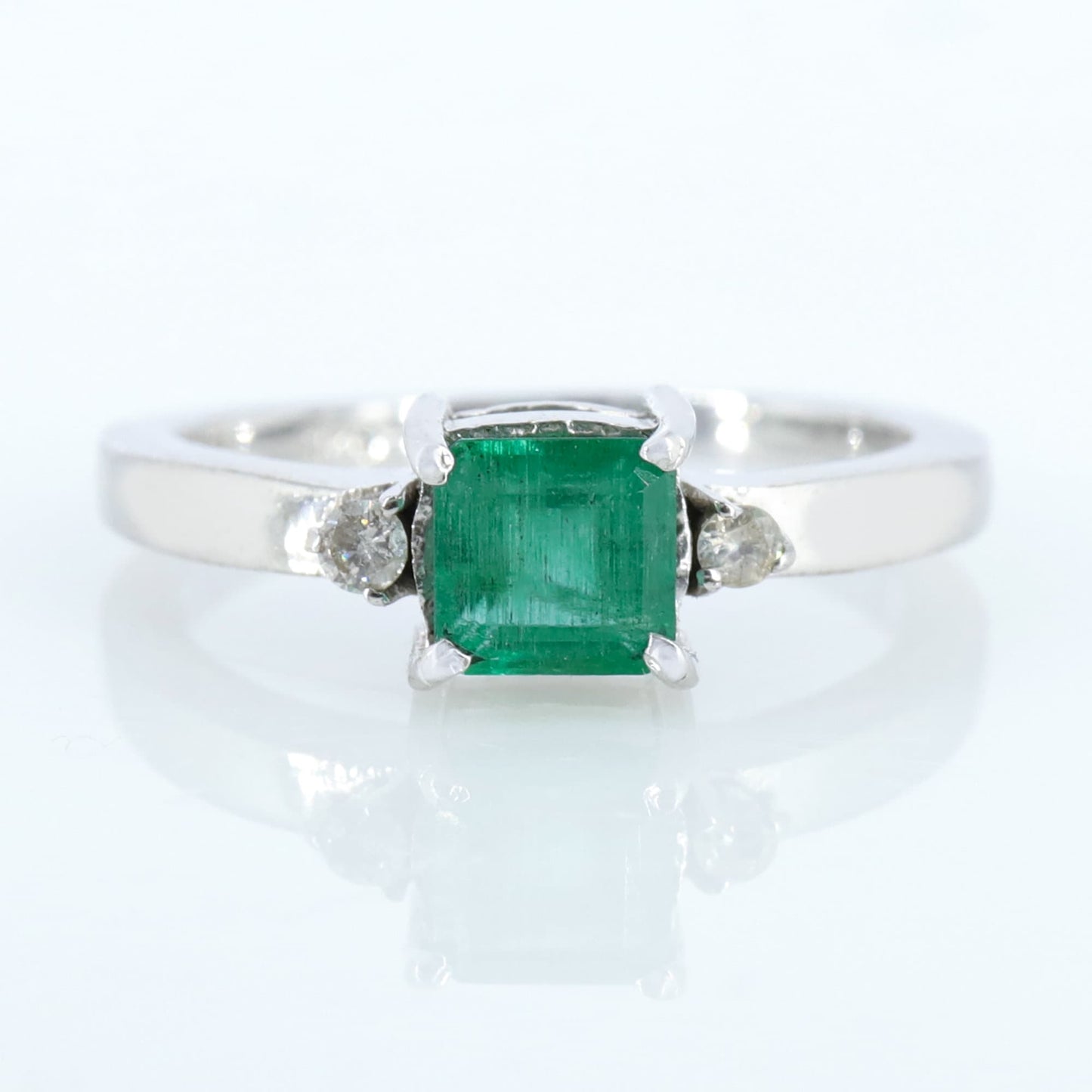 Green Emerald Ring Silver