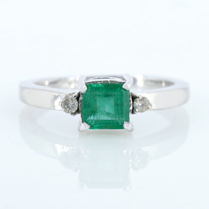 Green Emerald Ring Silver