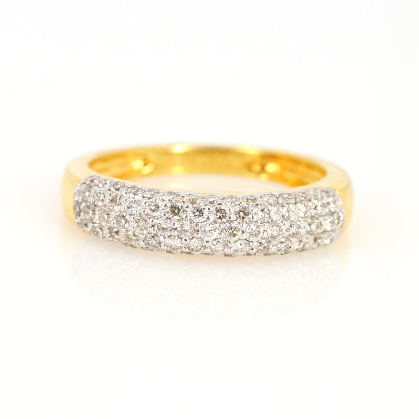 Half Eternity Genuine Band Yellow Band Unisex Band Round Cut Eternity Wedding Band Yellow Band 18K Gold