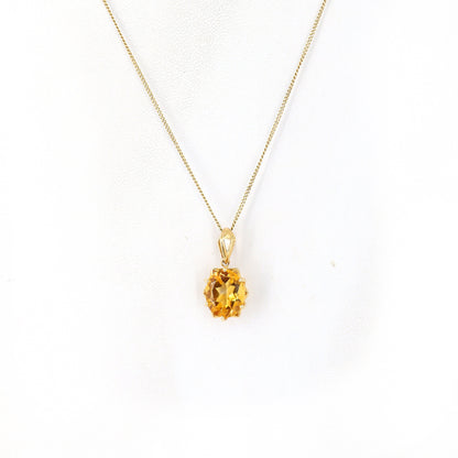 Oval Citrine Pendant 14K Gold