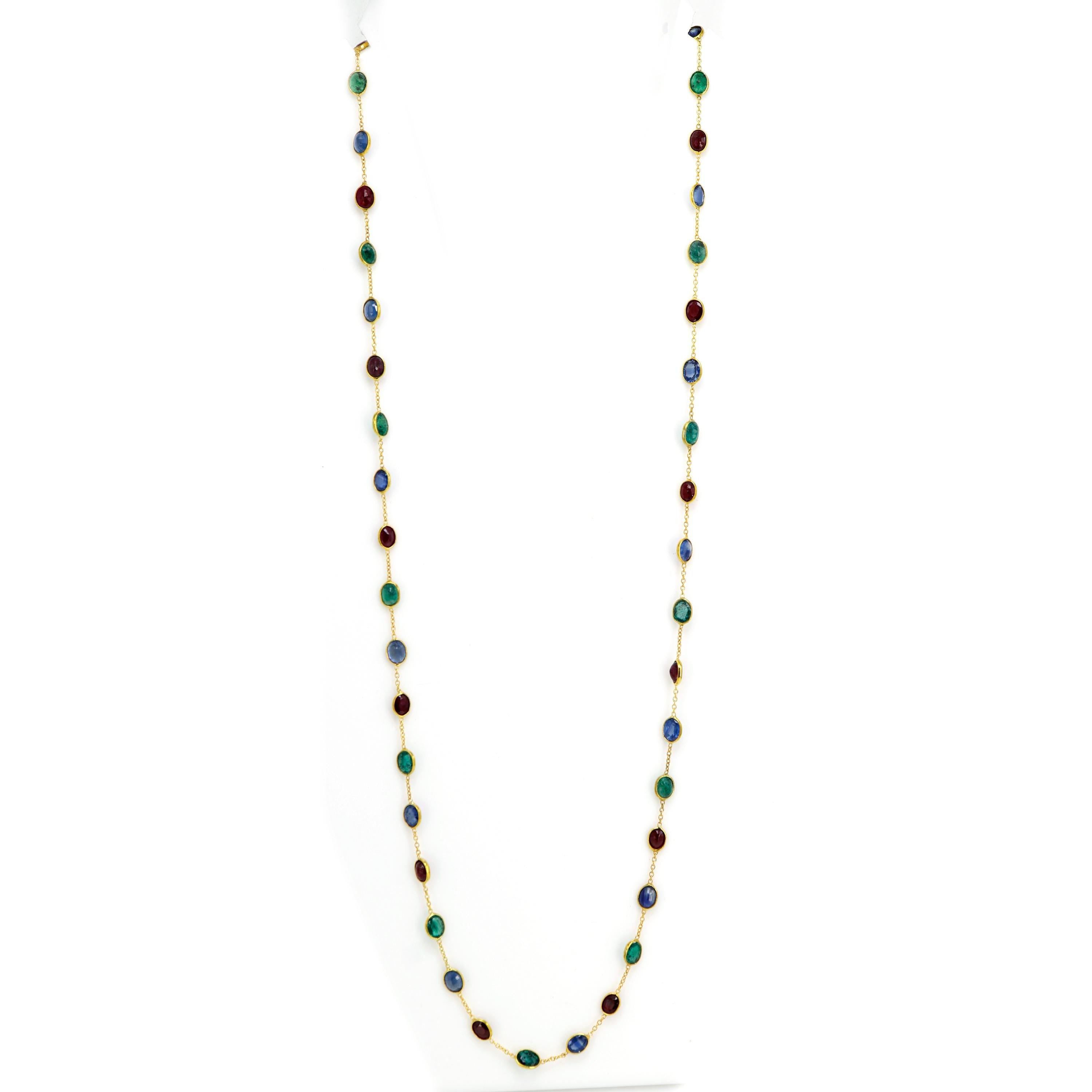 Emerald Blue Sapphire Ruby Charm Chain Gemstone Connector Chain Connector Chain Multi Gemstone Yellow Necklace 14K Gold
