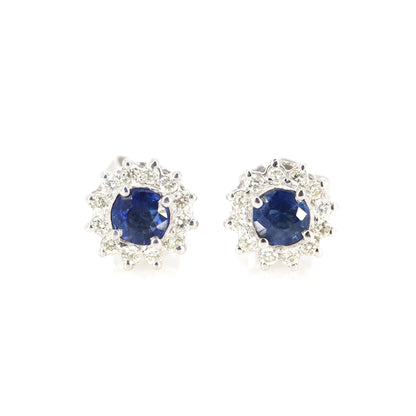 Blue Sapphire Jewelry White Jewelry Blue Sapphire Earring 18K Gold