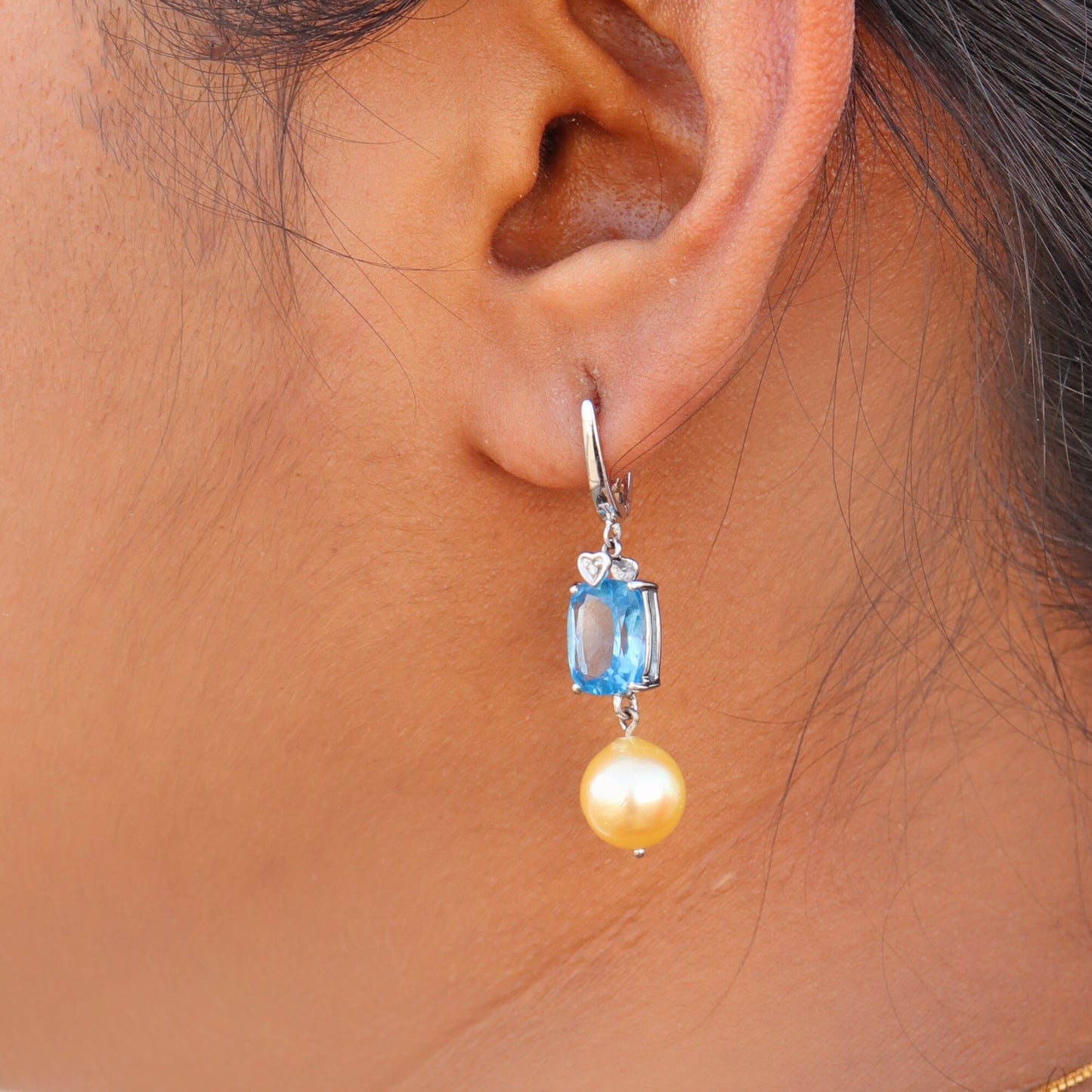White Handmade Earring 14K Gold