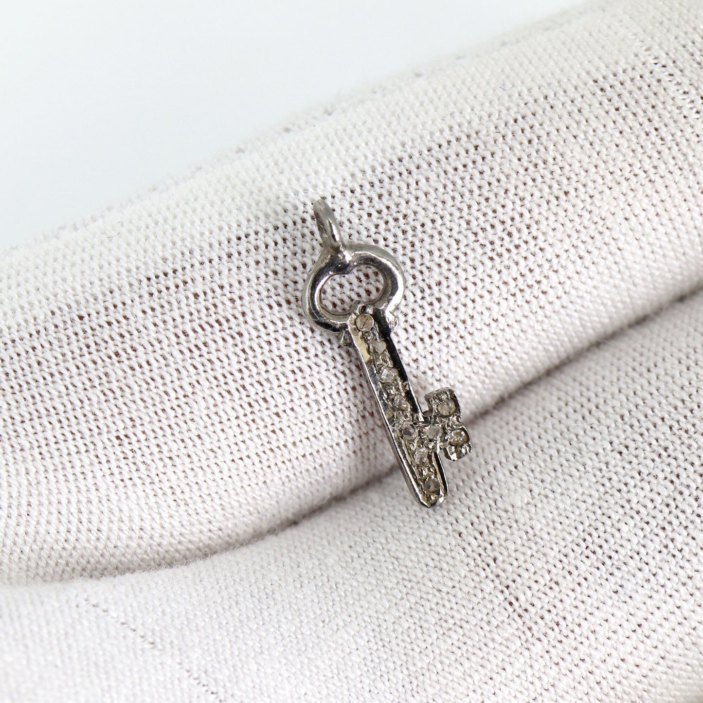 Pave Key Charm 925 Sterling Pave Key Charm Pendant Silver