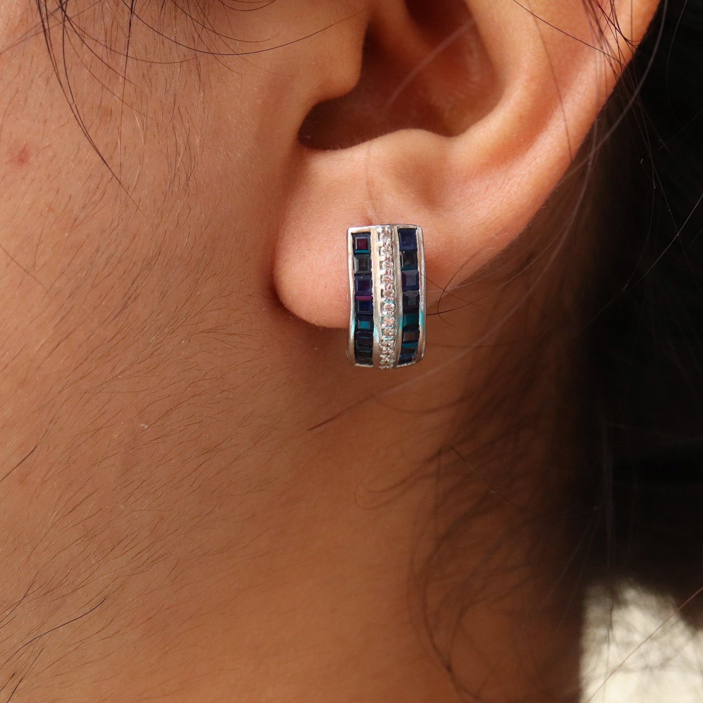 Blue Sapphire Earring Silver