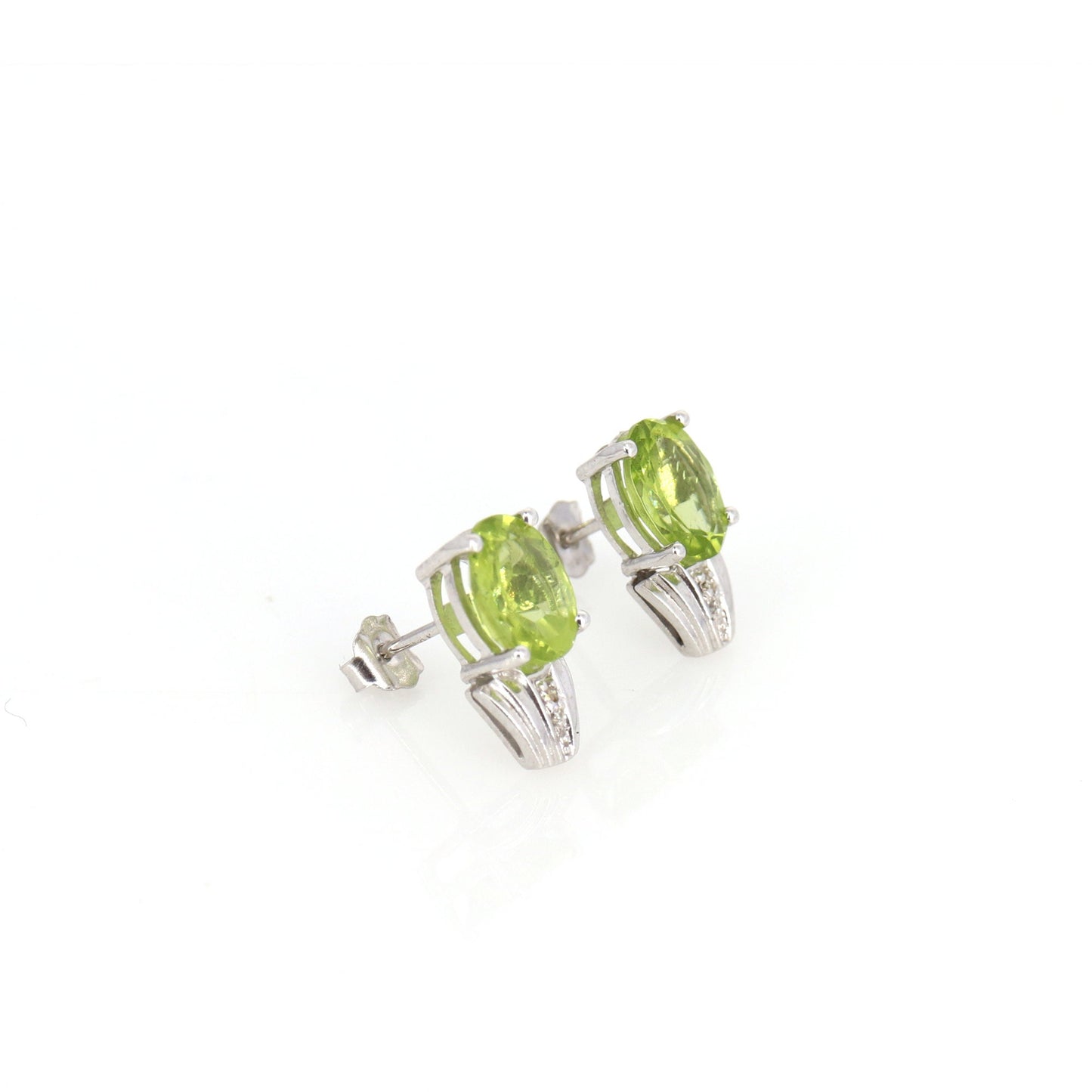 Peridot Studs Genuine 2.47 Peridot Earring 14K Gold