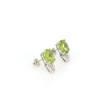 Peridot Studs Genuine 2.47 Peridot Earring 14K Gold