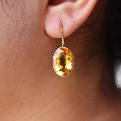 Top Quality Citrine Stone Earring 18K Gold