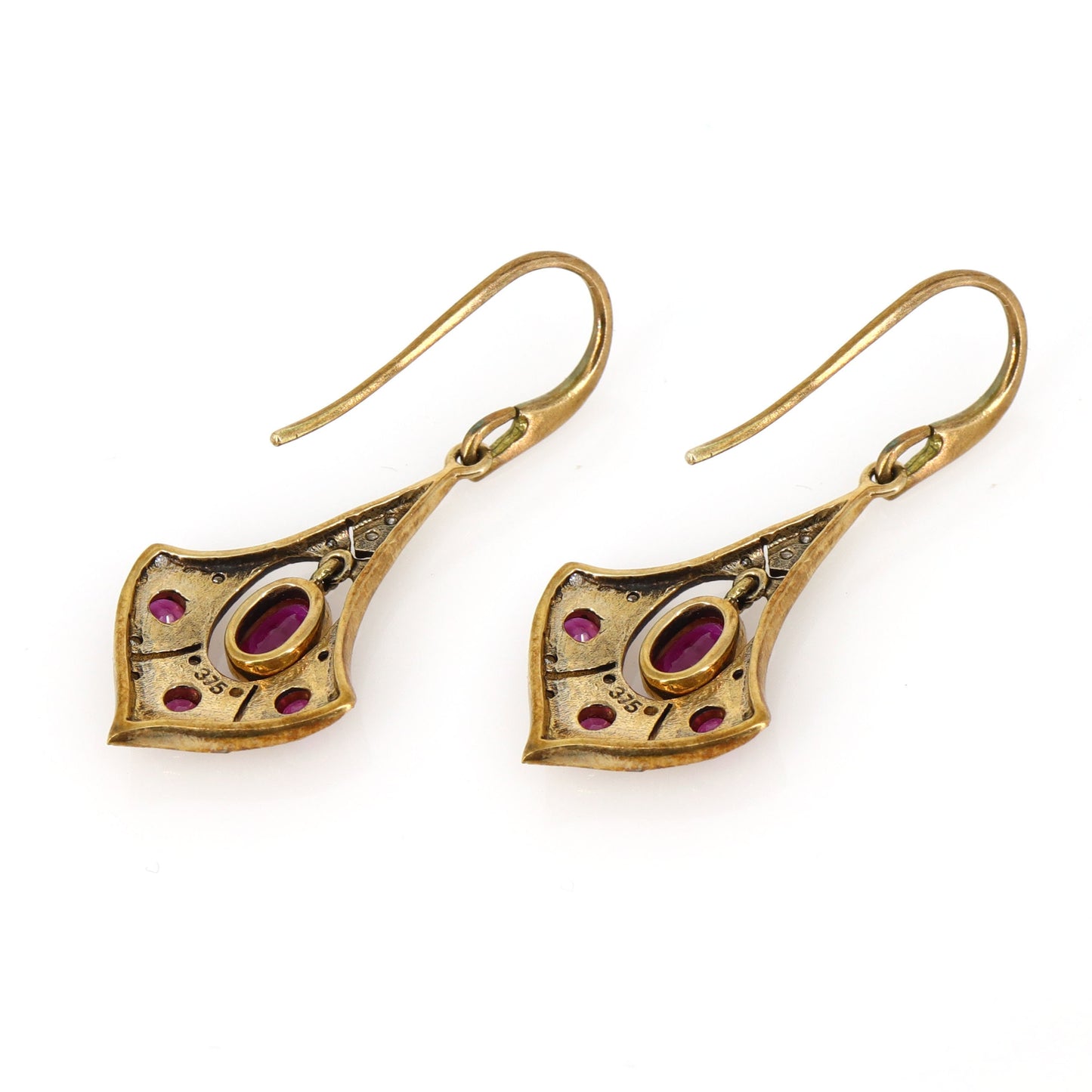 9K Yellow Old Replica Gemstone Earring Gold