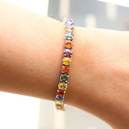 Multi Sapphire Tennis Bracelet 14K Gold