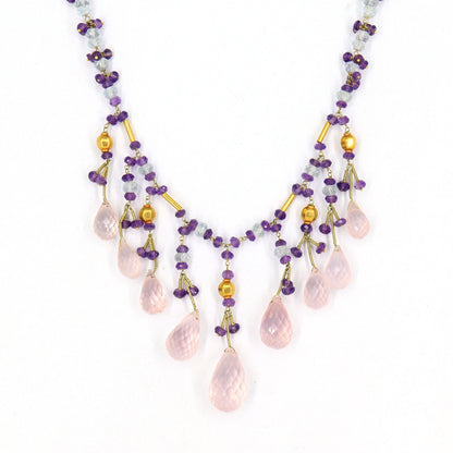 Rose Quartz Necklace 18K Gold