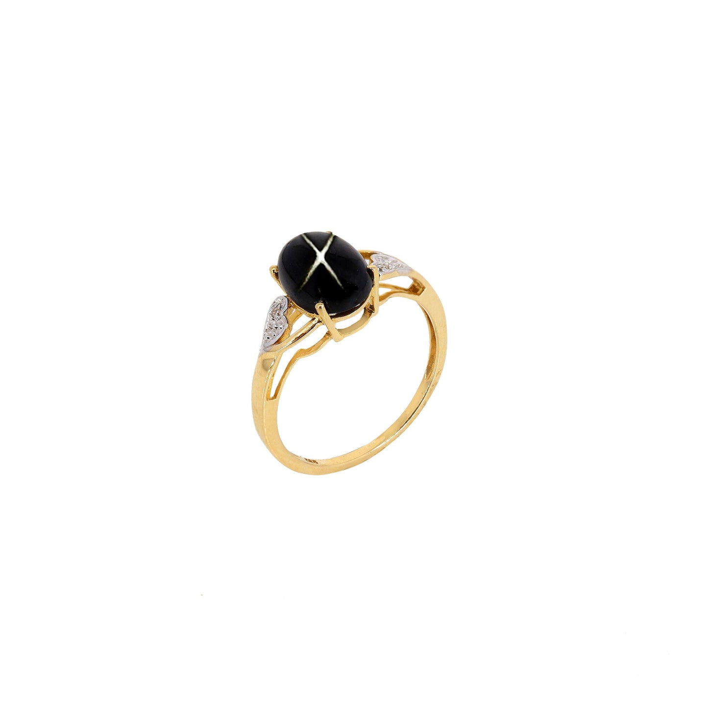 Cabochon Black Star Ring 14K Gold