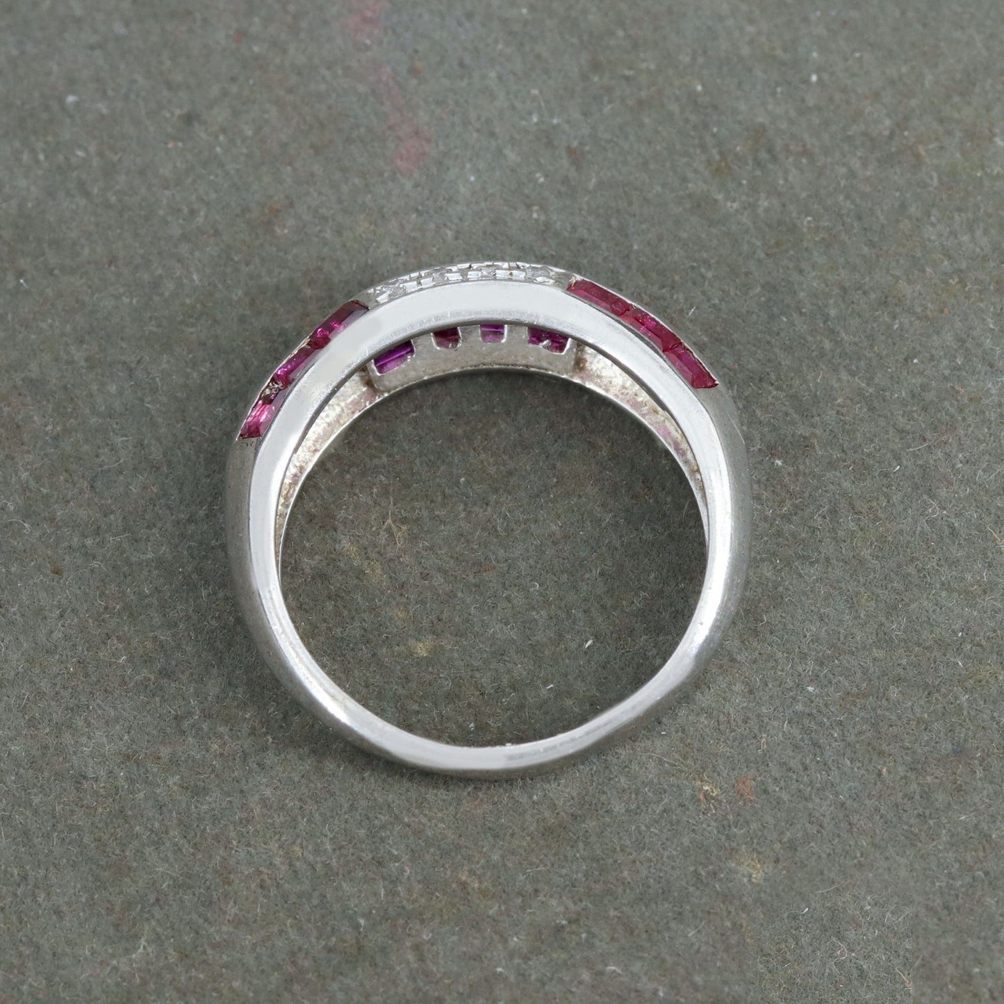 Ruby Band Eternity 925 Sterling Band Dainty Ruby Anniversary Ring Silver