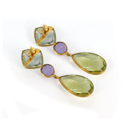 Green Amethyst Earring 18K Gold