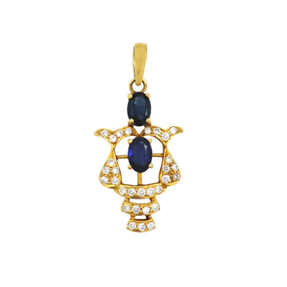 Yellow Blue Sapphire & Pendant 18K Gold