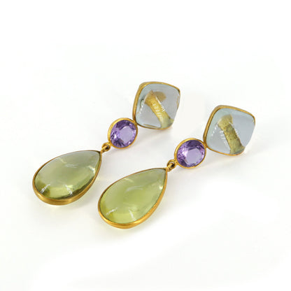 Green Amethyst Earring 18K Gold