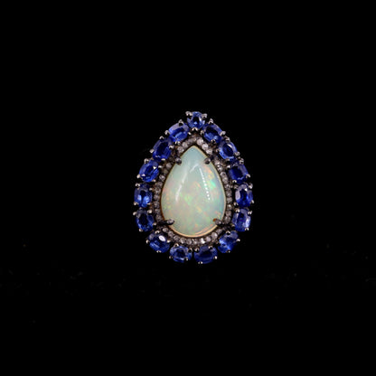 Kyanite & White Opal Ring
