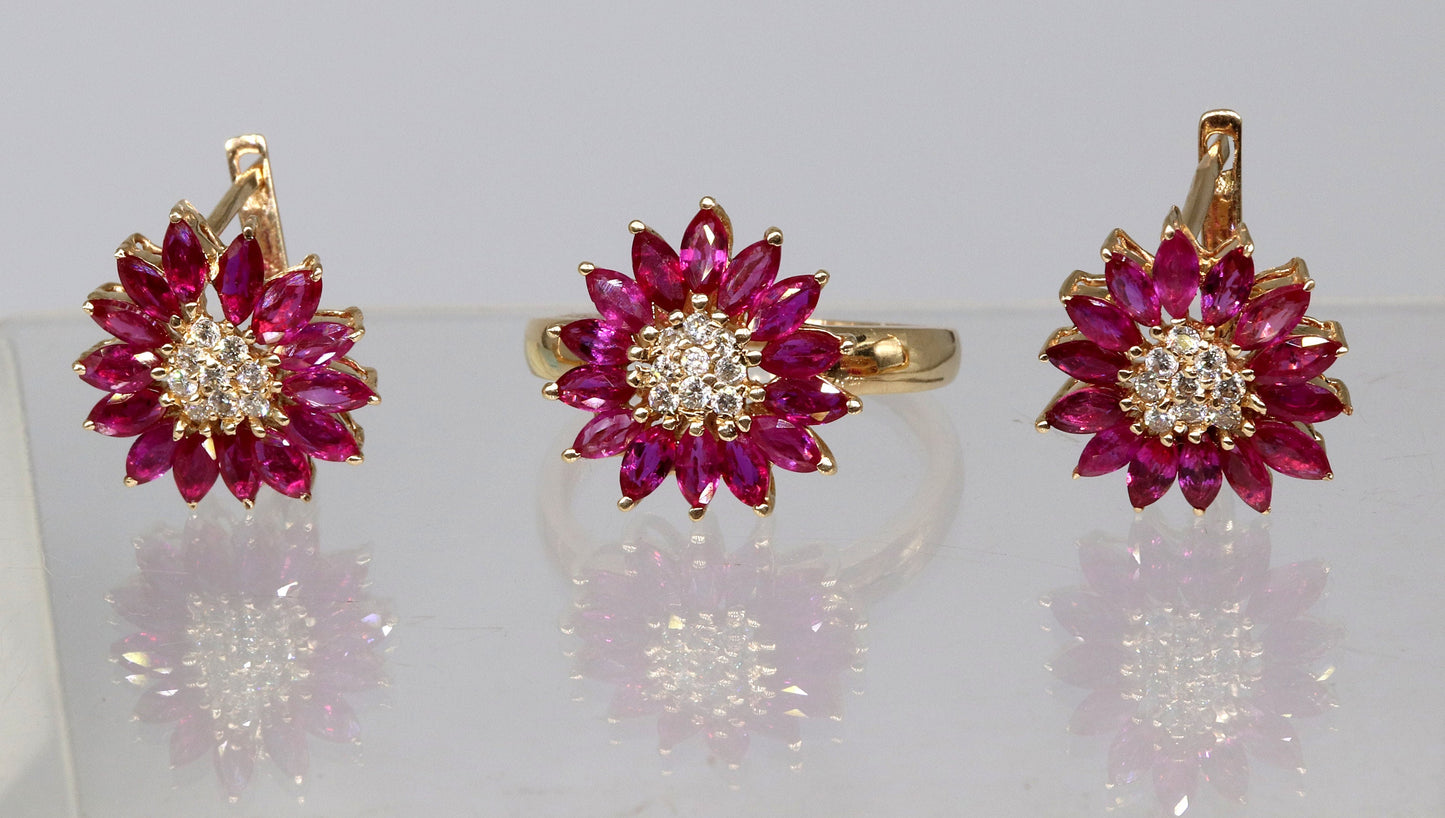 Ruby Gemstone Jewelry Handmade Jewelry Earring 14K Gold
