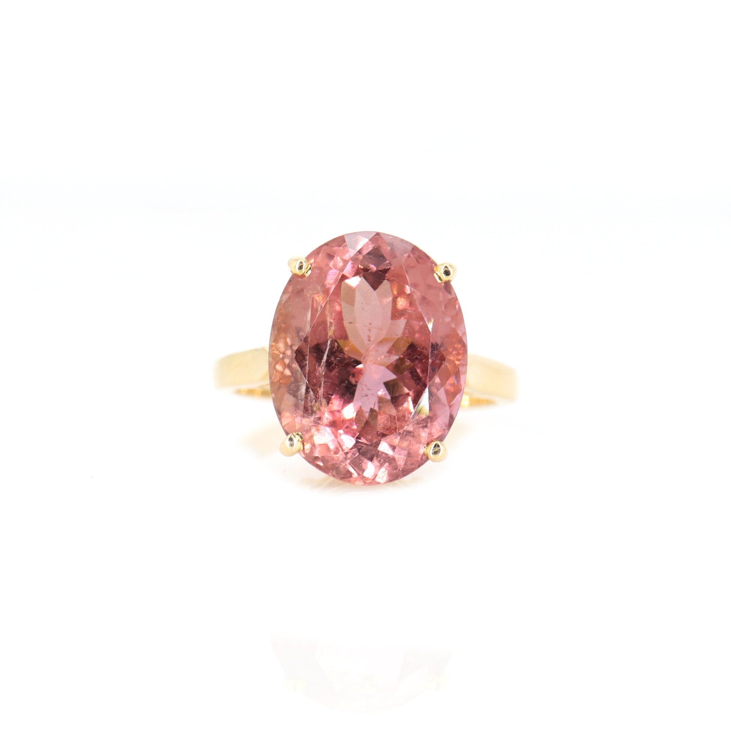 Pink Tourmaline Classic Cocktail Ring 14K Gold