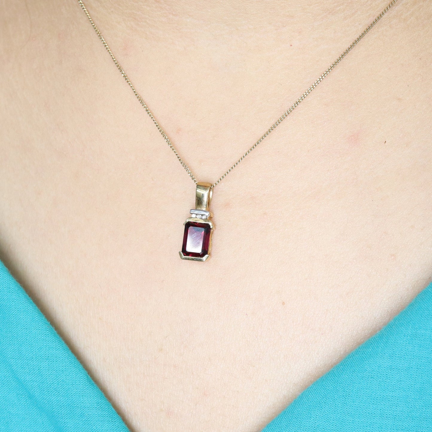 Garnet Pendant 14K Gold